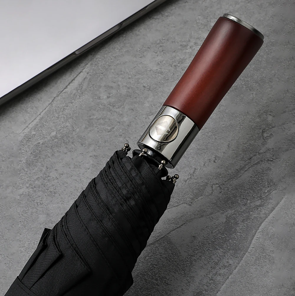 Parachase Luxury Wood Handle Umbrella Men Business Windproof Automatic Umbrella Outdoor Golf Folding Rain Big Umbrellas Brand 8K