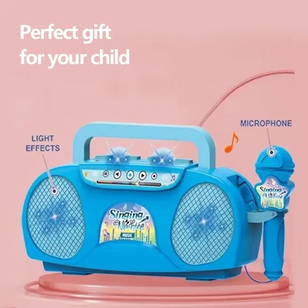 Kids Microphone Karaoke Machine Music Instrument Toys with Light Indoor Outdoor Travel Educational Toy Gift for Girl Boy Child 6