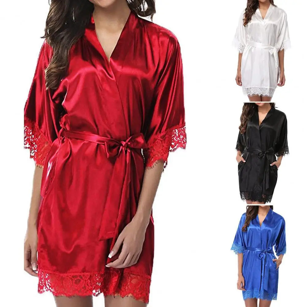 Comfy Lady Sleeping Gown Wear-resistant Lady Night Clothes Breathable Silky Soft Women Bathrobe