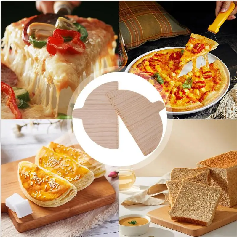2pcs Wooden Pizza Peel Serving Plate Portable Pan Semi-Circular Board Set Multifunctional Kitchen Tool