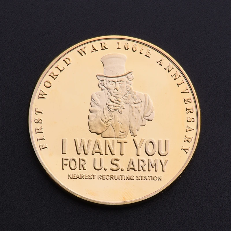 Monete Usa Ti Voglio 100 ° Anniversario Della Prima Guerra Mondiale Moneta Commemorativa Moneta Sfida Argento/Oro