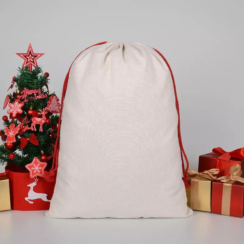 10pcs/Lot 50cm x 68cm Linen Blank Santa Sacks Bag Personalized Christmas Gift Bag Festive Party Supplies Factory