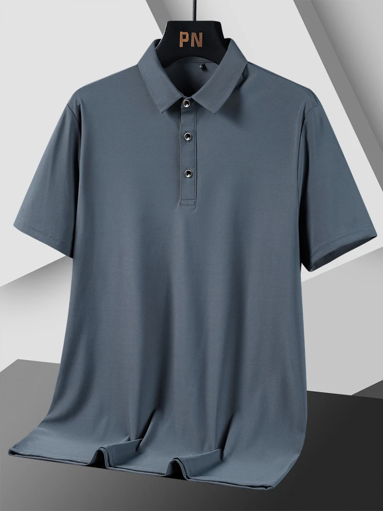 Summer Men Polo Shirts 2023 New Classic Short Sleeve Tee Breathable Cooling Quick Dry Nylon Polos Men Golf T-shirt Plus Size 8xl