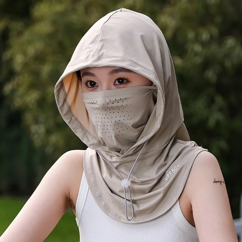 Neue Sommer Anti-Uv Sonnenschutz Hut Mit Maske Schal Atmungs Eis Seide Pullover Kappe Kopf Wrap Unisex Strand Kappe Für Outdoor sport