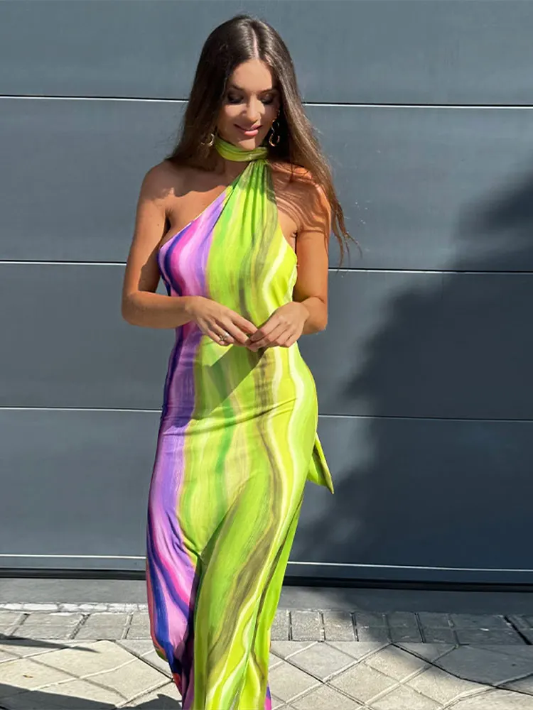 

Women Drawstring Dress Summer Sleeveless Patchwork Bodycon Maxi Dresses Elegant Female Ruched High Street Partywear Vestidos