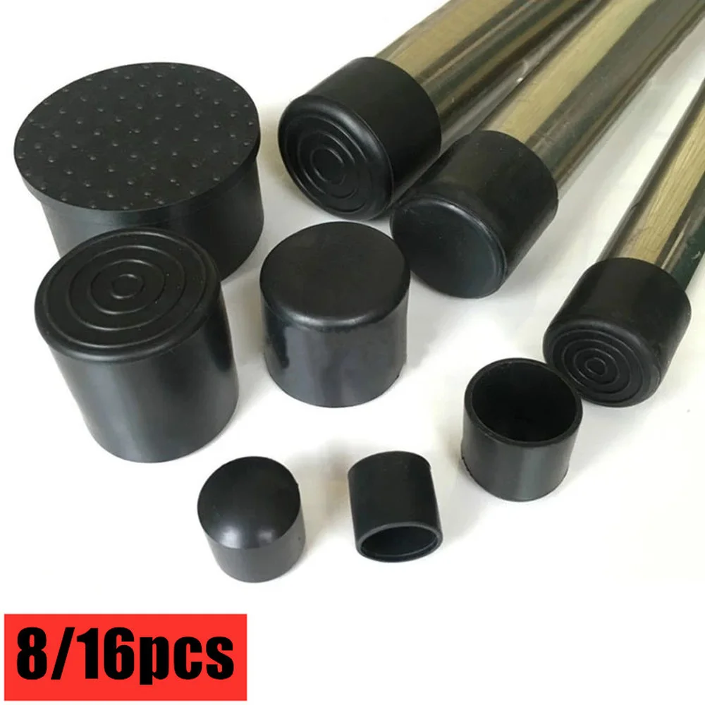 Rubber Chair Leg Caps, Móveis Foot Table End Cap Covers, Protetor de Chão para Móveis Nivelamento Pés Pipe Plugs, Capa contra poeira, 16 pcs