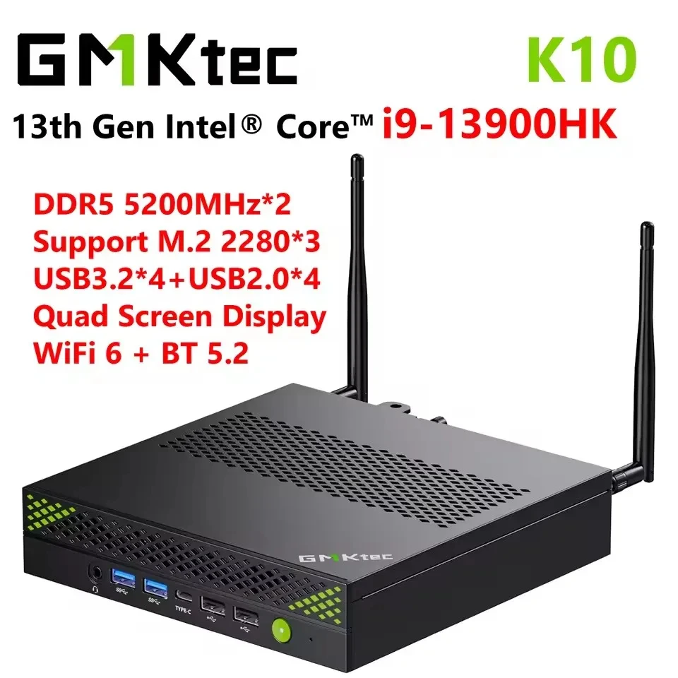 GMKtec K10 NucBox ミニPC Intel i9-13900HK DDR5 WiFi 6 BT5.2