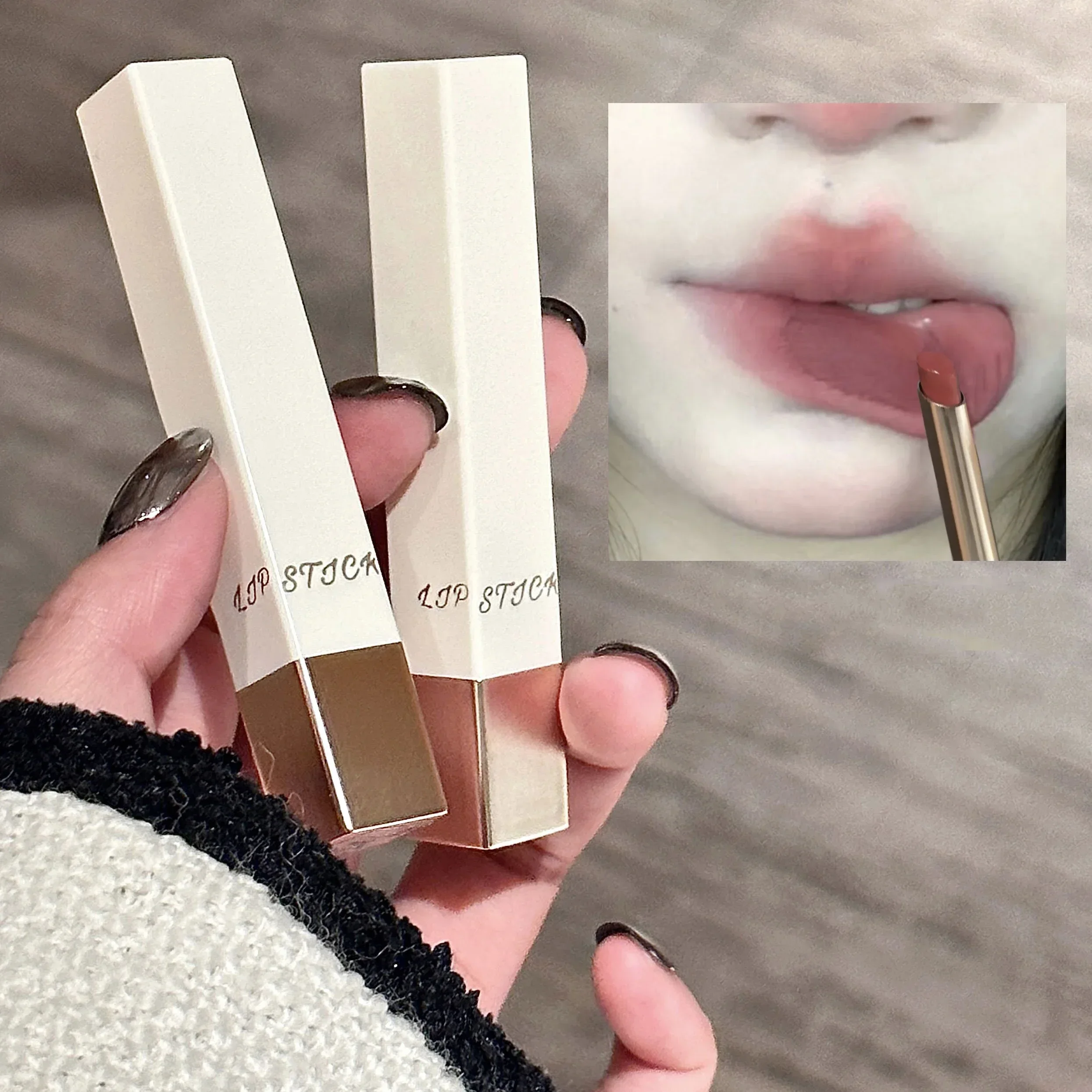 

White Tube Nude Matte Lipstick Waterproof Long Lasting Lip Tint Not Fading Pomegranate Red Velvet Lipstick Women Makeup Cosmetic
