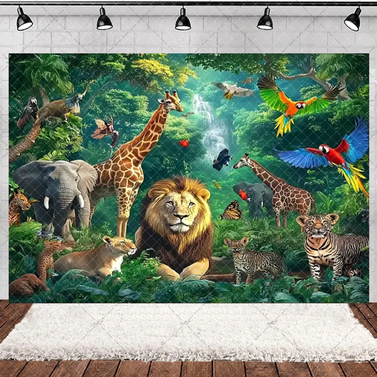 Dschungel Wildtier Thema Hintergrund Cartoon Löwe Giraffe Kinder Geburtstag Party Dekoration Neugeborenen Baby Dusche Liefert Kind Geschenke – Detail 7