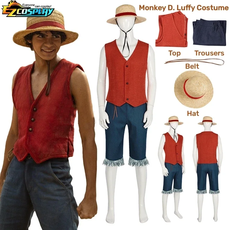 

Serie de TV 2023 Monkey D. Luffy chaleco pantalones sombrero trajes fiesta carnaval Halloween Cosplay disfraz