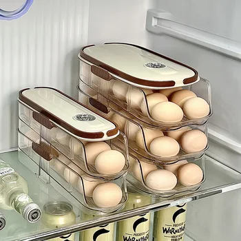 Portauova con conservazione speciale per la cucina di casa, organizer automatico per uova di grande capacità 1