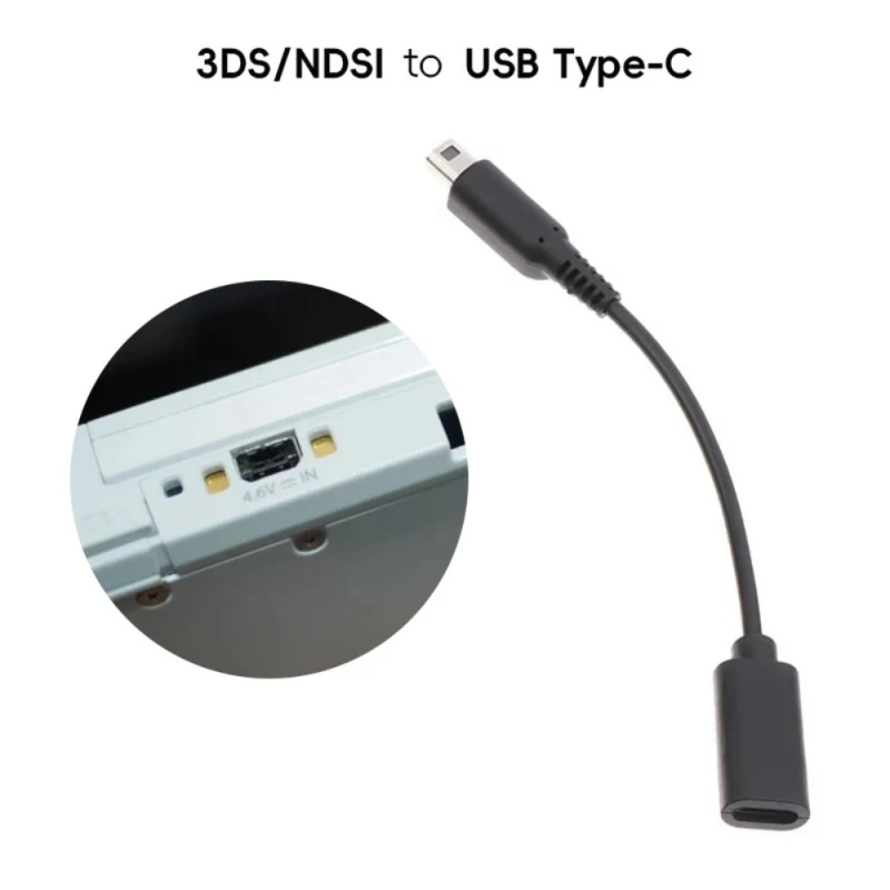 1Pc USB-C 입력 충전 변환기, 휴대용 Type-C-3DS 전원 케이블, Nintendo 2DS XL/LL, 새로운 2dsxl/2dsll, NDSI Handhe에 적합