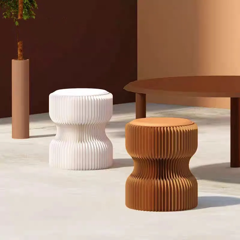 Portable Paper Folding Stool Shoe Changing Round Sitting Stool Living Room Small Bench Stacked Celebrity Short Stools