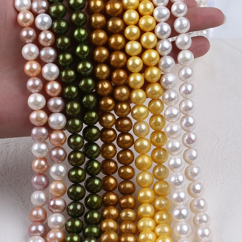 

Hot selling 10-11mm multicolor freshwater pearl potato shape genuine pearls strands wholesale