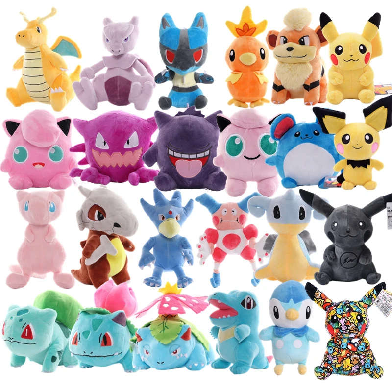 15-25cm 40 Styles Pokemon Plush Stuffed Toys Pikachu Dragonite Eevee Snorlax Anime Figure Dolls Kids Kawaii Birthday Xmas Gifts