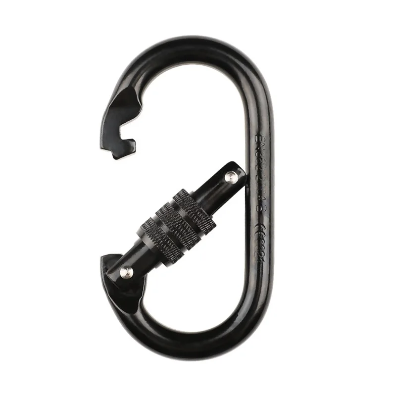 Oval Shape Screw Gate Locking Carabiner 25kN for Rock Climbing and Outdoor Yoga