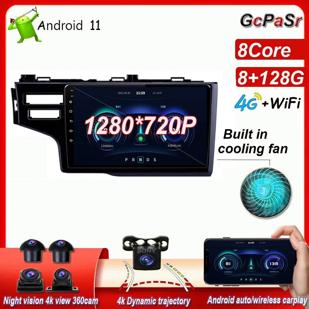 Автомагнитола Carplay на Android 11 для Honda Jazz 3 2015-2020 подходит GP GK 2013-2020 GPS-навигатор