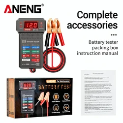 12V Car Battery Tester with Digital Display and Alligator Clips (BT - 172)
