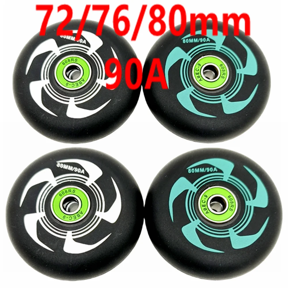 

Free shipping inline skate wheel black 72mm 76mm 80mm 90A 8wheels/lot