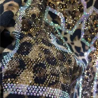 Fat people wear a 300-pound oversized rhinestone diamond women's turtleneck T-shirt thick leopard print long-sleeved top - Image 4