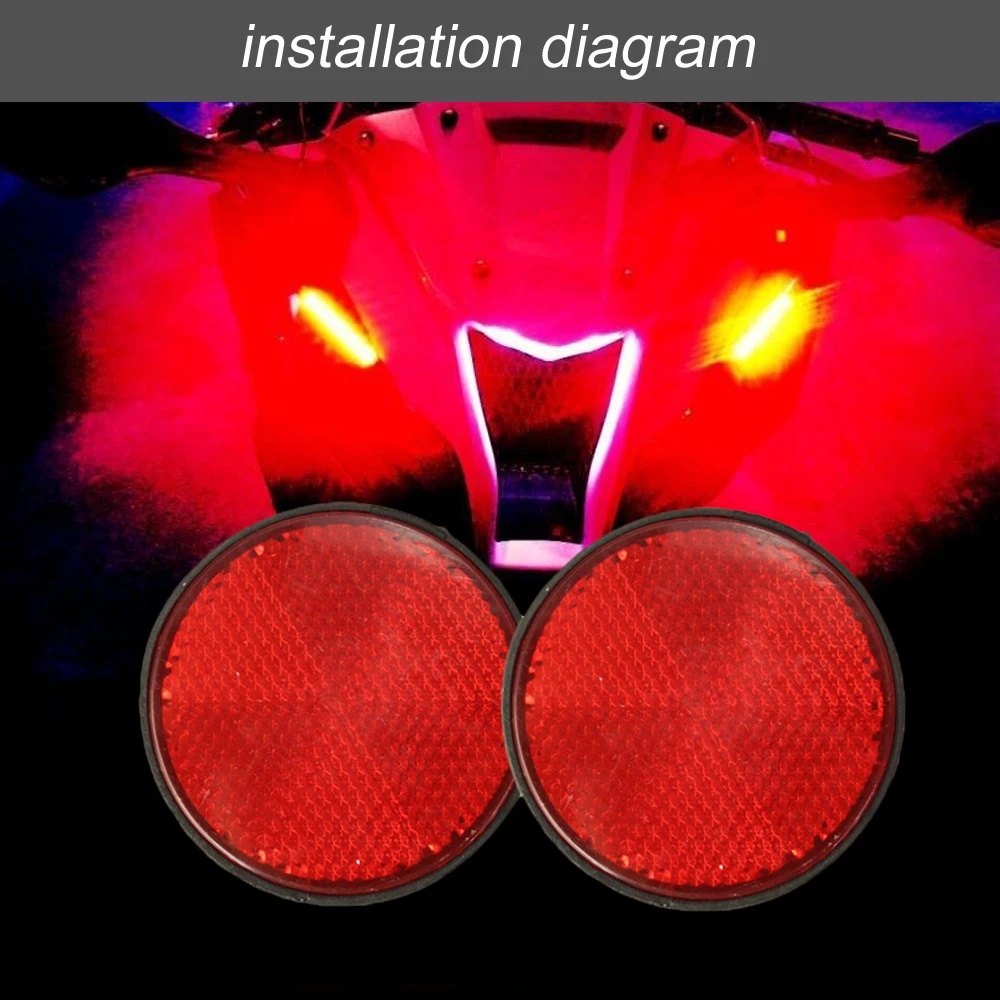 2PcsRear2RoundRedReflectorsSafetyForMotorcyclesATVBikesDirt