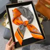 Luxury Orange Striped Horse Square Scarf Women's Natural Soft Satin Scarf Casual Versatile Decoration Small Neck Scarf 1