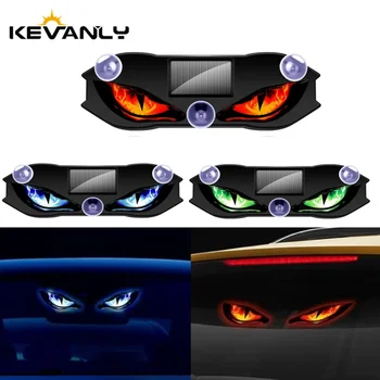 KEVANLY Solar Power Car Demon Eye Light Cool Flashing Warning Light Dynamic Safety Vehicle Signal Lights Universal 1