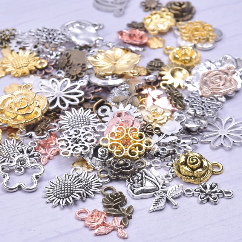 30/50/100pcs Random Mix Cute Floating Charms For Jewelry Making