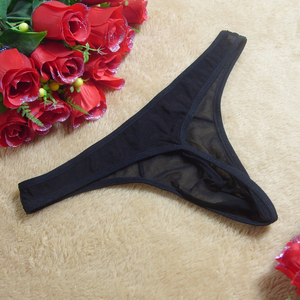 Enhance Lingerie Male See Soft T-back Thongs Through Transparent Ultra-thin Underpants Underwear Breathable 2023