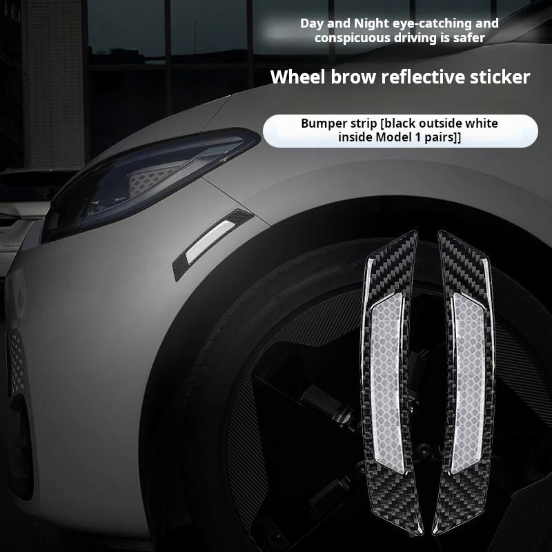 Car wheel eyebrow reflective stickers car door anti-scratch anti-collision strip wheel hub rear bumper bumper night warning pers