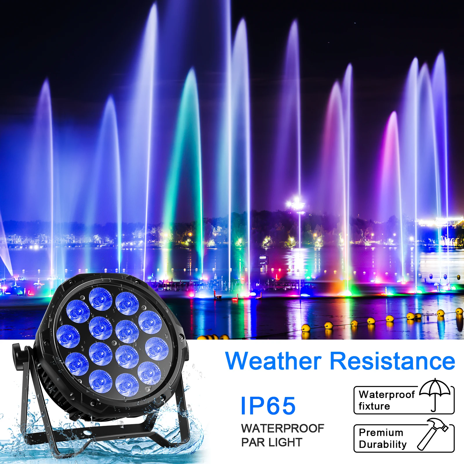 

IP65 Waterproof Flat Par Light 14x10W LED Stage Effect Par Light RGBW Beam Wash Lighting DMX for Outdoor Show Party Concert