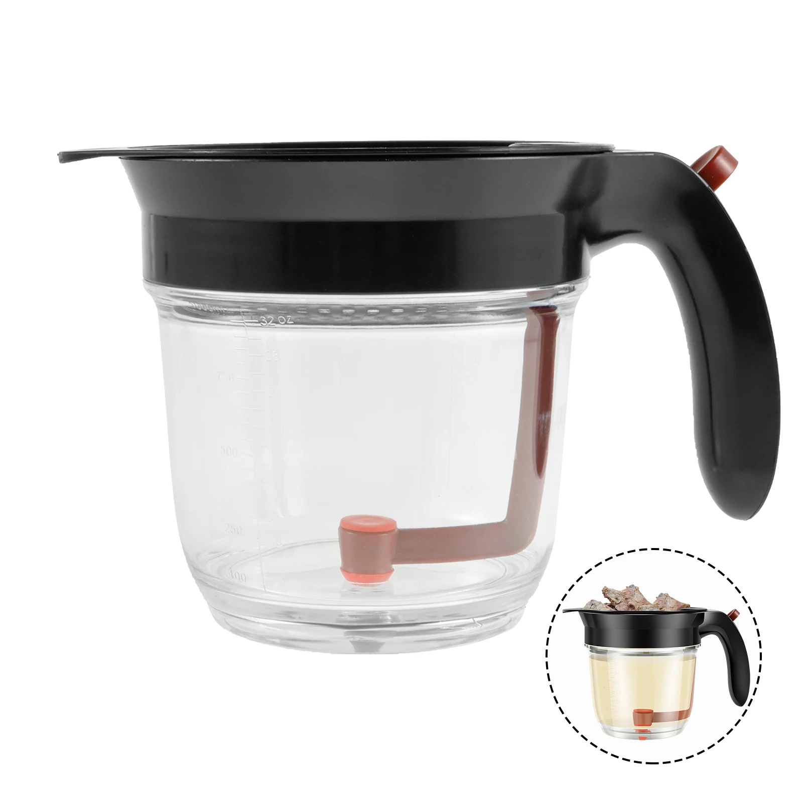 1000 ML Fat Separator Plastic Oil Soup Separator with Bottom Release and Oil Strainer Fat Strainer Gravy Separator Measuring Cup