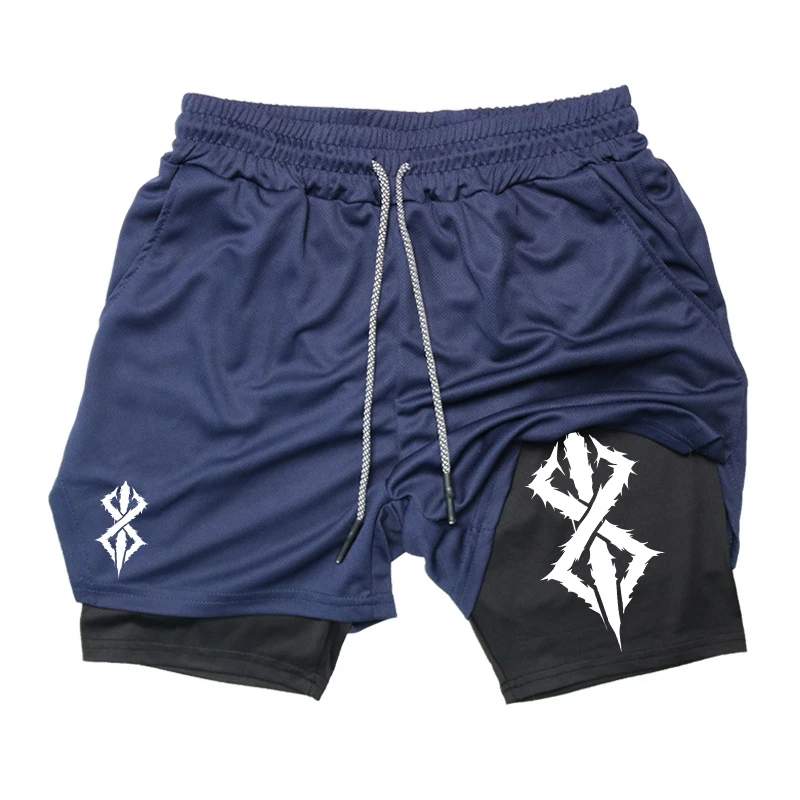 Men 2 in 1 Athletic Gym Workout Running Summer Shorts for Performance Print with Phone Pocket Quick Dry Breathable