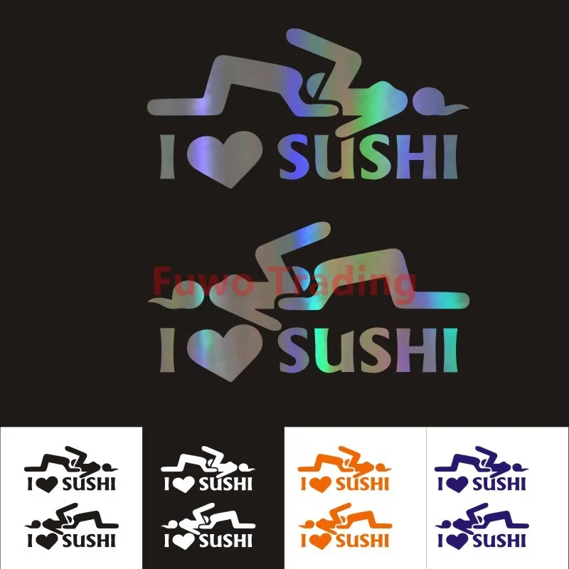 Fuwo Trading Creativity Boutique Car Sticker I Love Sushi Motorcycles Decoration 3D Reflective Waterproof PVC Custom |