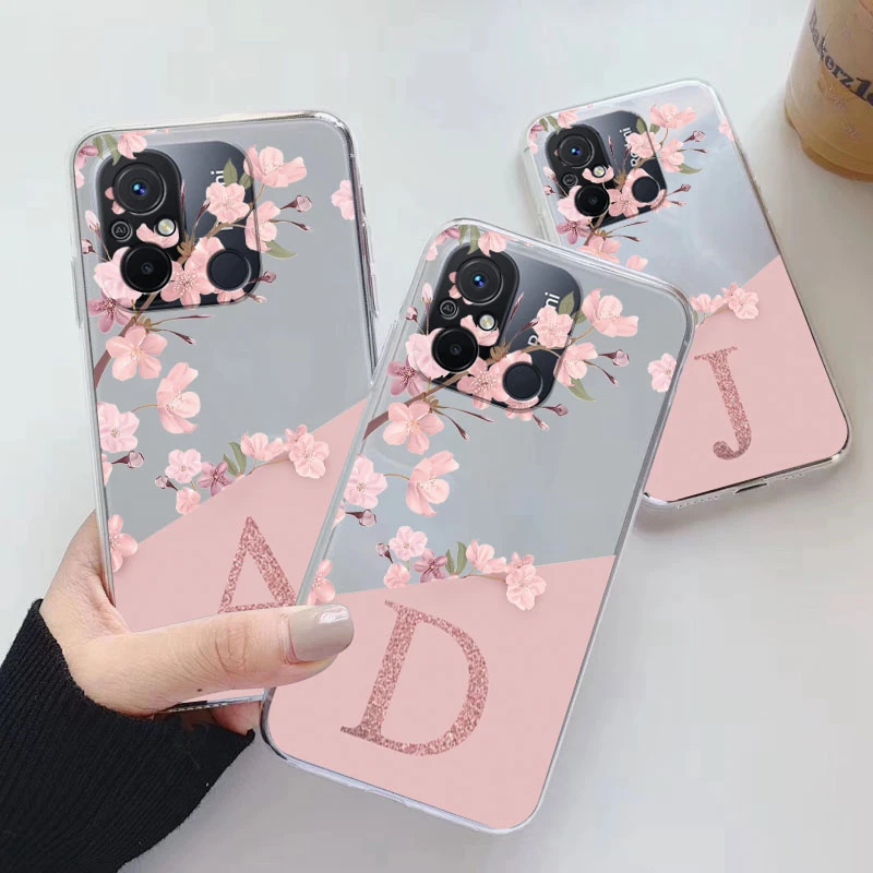 Custodia Trasparente Per Telefono Con Lettera Iniziale Per Redmi 12C 11A 4G Custodia Opaca Con Protezione Antiurto Per Redmi12C Coque Soft Silicone