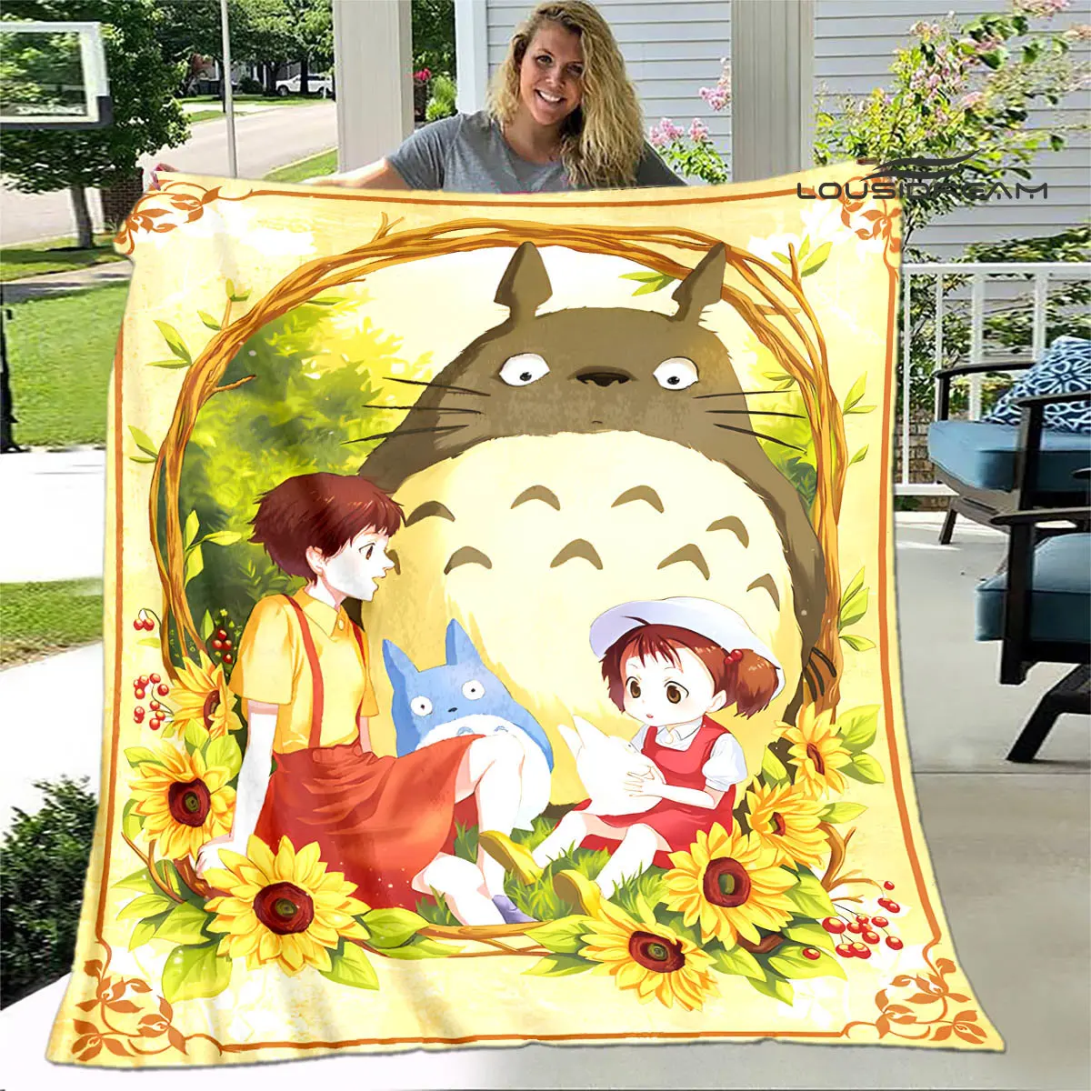 

Totoro cartoon printing blanket Warm blanket Flange Soft and comfortable blanket Home travel blanket bed linings Birthday Gift