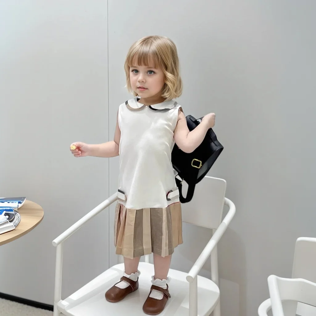 Girls Dress2026 New Summer Toddler Kids Cotton Dresses Baby Pleated Dress Lovely Children Clothes Turn-down Collar Girl Tennis S9e028ed9f2904057b56820a102929bb3H