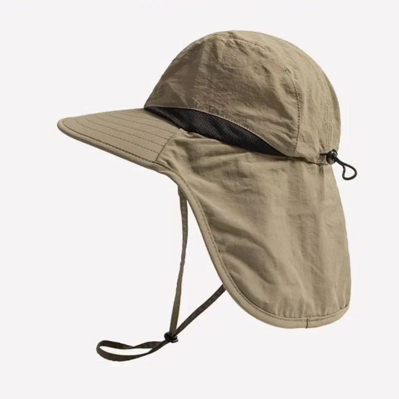 Unisex Summer Wide Brim Waterproof and Quick drying Panama Caps Outdoor Visor Bucket Hats Mesh Breathable Sun Hat with Neck Flap sun hats