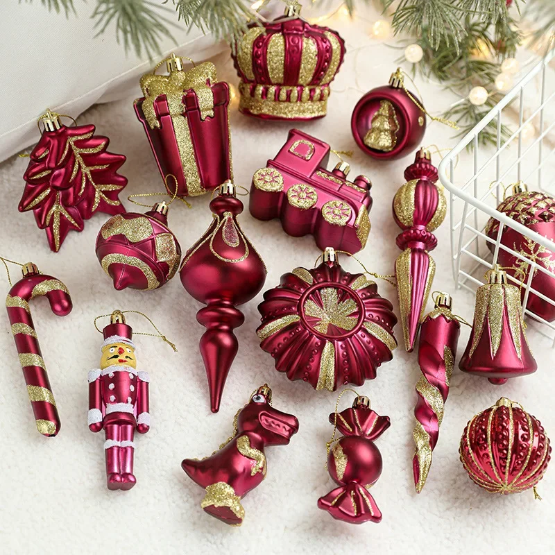 2/3pcs Plastic Red Christmas Tree Hanging Ornament Balls Xmas Noel Decorations Navidad Supplies Home Party New Year Decor