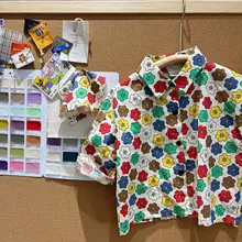 T shirt à manches longues pour enfant, vêtement mignon à revers, imprimé floral, nouvelle collection printemps automne