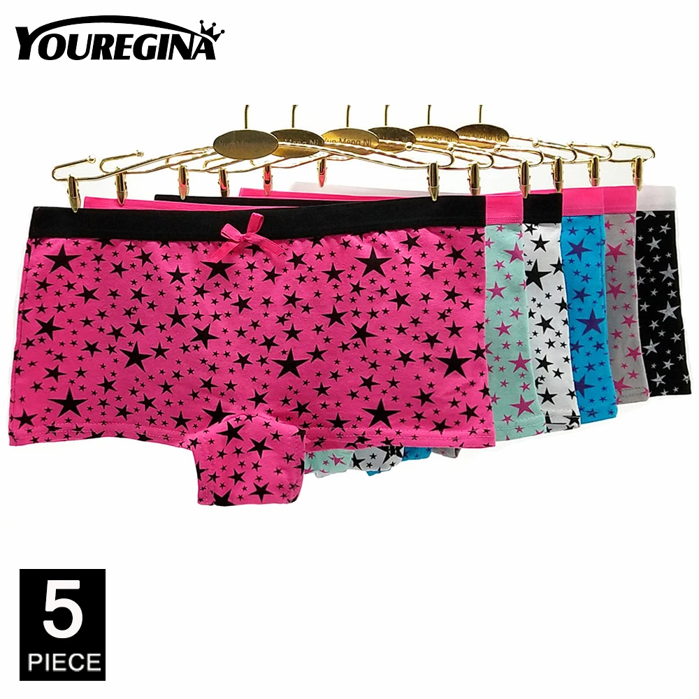 5 шт./партия, женские хлопковые трусы с принтом