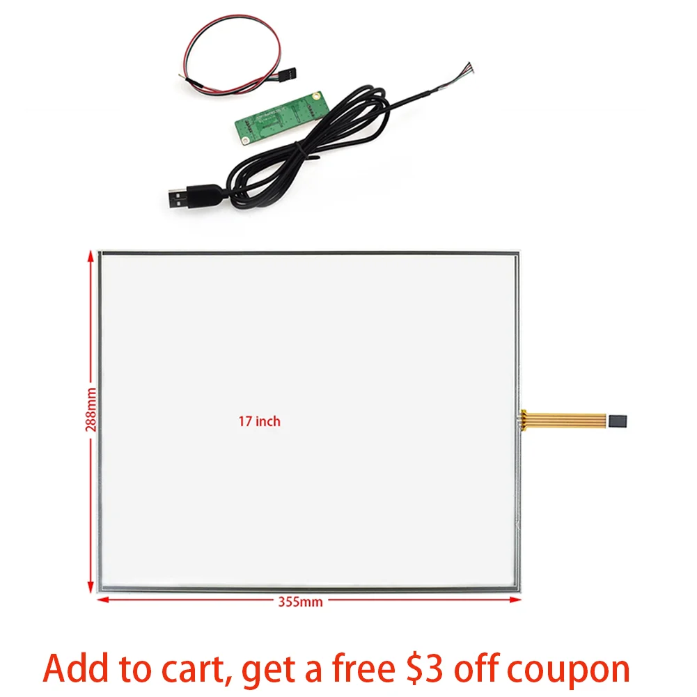 Polegada Tela Mais Usb Controlador Resistive Painel da Tela de Toque Fio Usb Painel de Toque Kit 355*288 mm 288 mm 355 mm Resistive 17