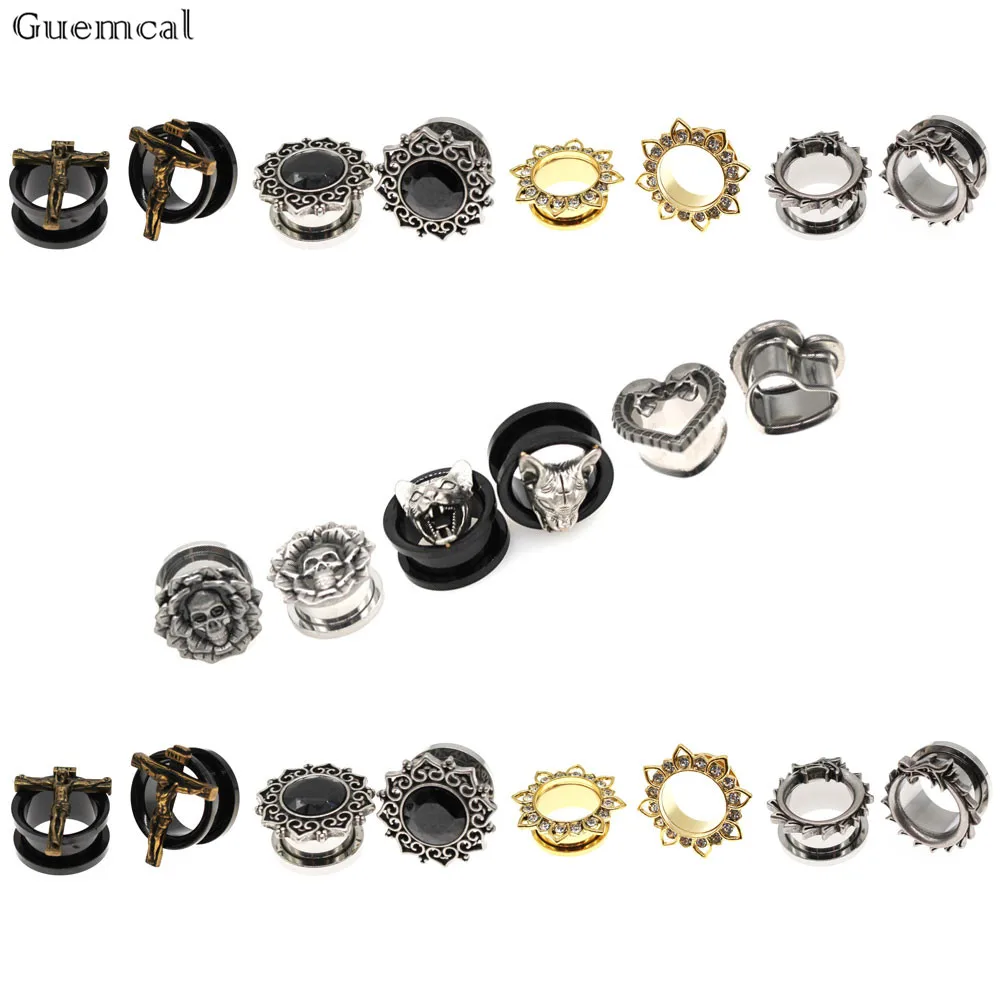 

Guemcal 2 Pcs 6-25mm Stainless Steel Ear Plugs and Tunnels Piercings Snake Earring Expander Earlet Gauges Piercing