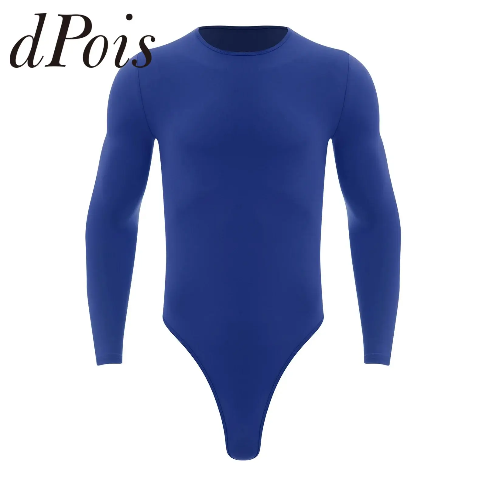 Men Ballet Gymnastics Leotard Jumpsuits Long Sleeve One Piece Press Buttons Bodysuit Gym Skating Fitness Workout Jumpsuit