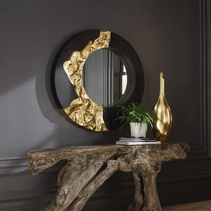 

Aesthetic Decorative Wall Mirrors Accessories Gold Round Living Room Mirrors Bathroom Shower Espejo Grande Decoration Home