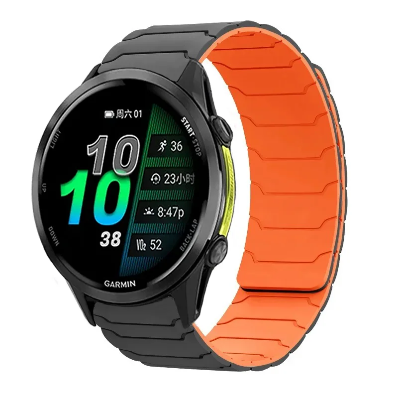 Sports Silicone Strap with Magnetic Breathable Design - 20mm/22mm