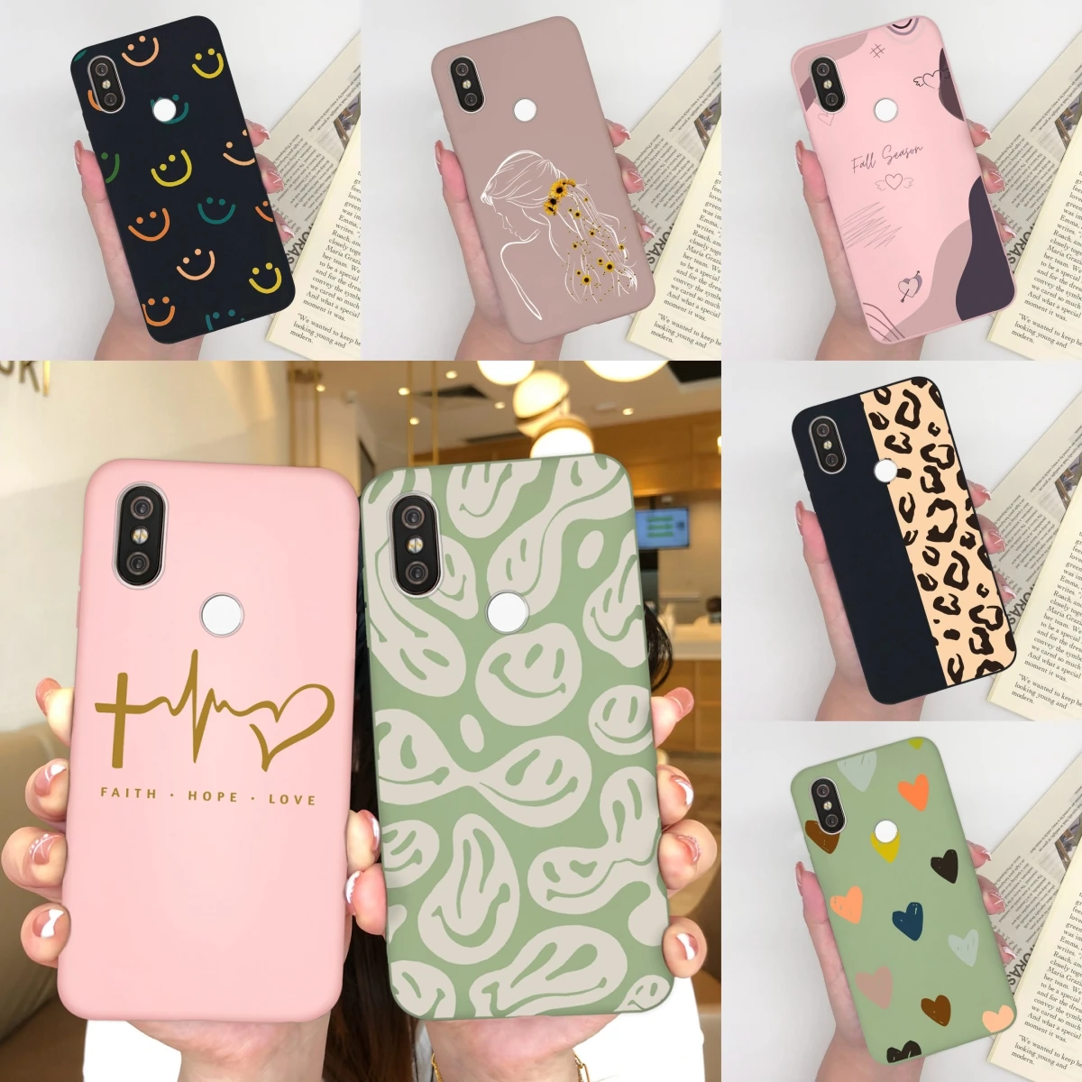 Per Xiaomi 6X A2 Redmi A2 Lite Custodie Cute Smiling Face Antiurto Durevole Senior Funda Per Xiaomi 6X A2 Redmi A2 Lite Soft Coque