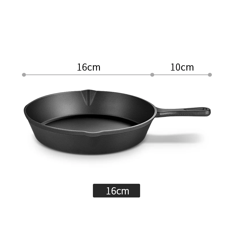 Iron Frying Pan 14/16/20cm Skillet Non-Stick Pancake Pan Cast Iron Cookware  for Gas Induction Cooker Breakfast Pan Omelette Pot