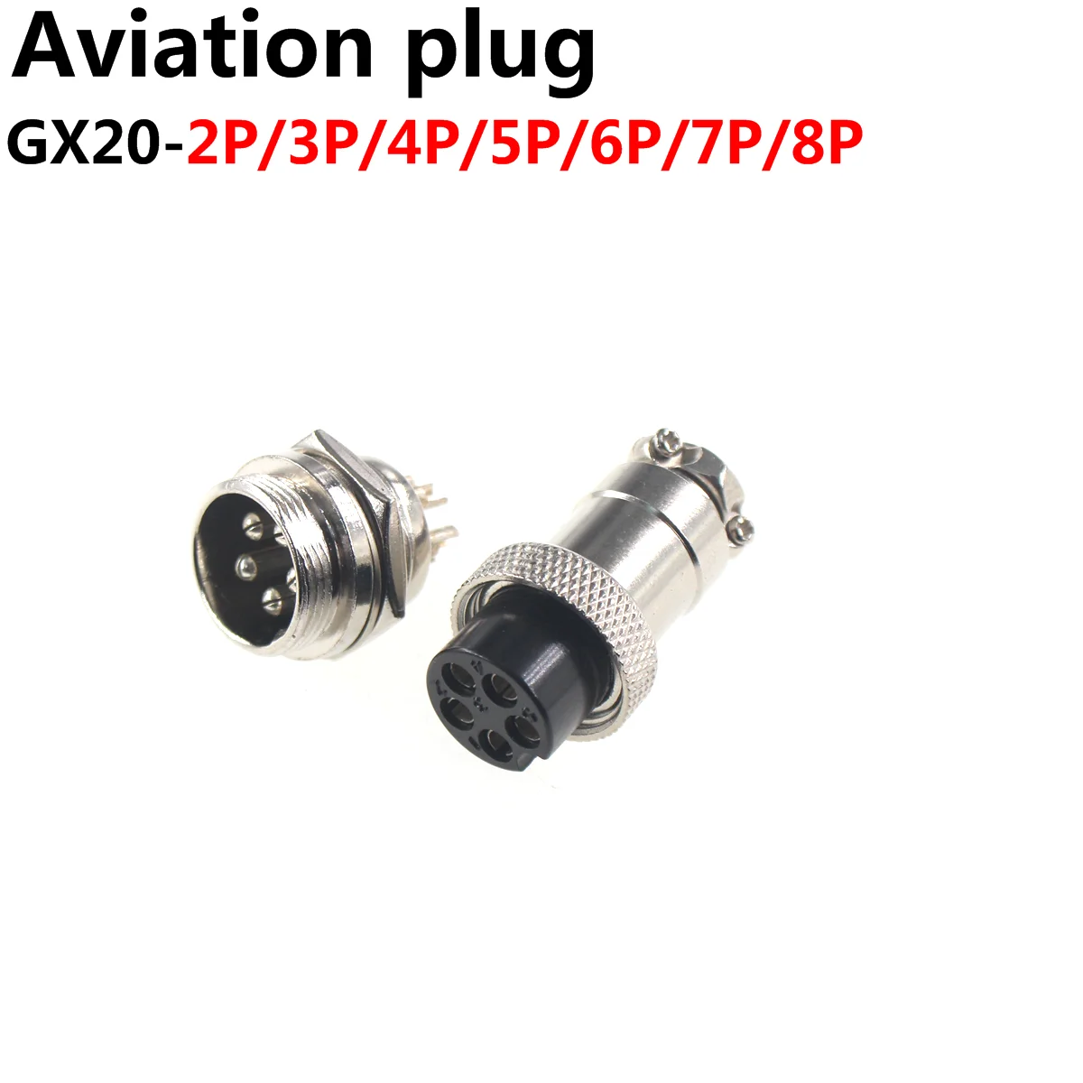 5PCS GX20 Aviation socket Male & Female 2/3/4/5/6/7Pin 20mm Wire Panel Connector Aviation Plug Circular Socket Plug