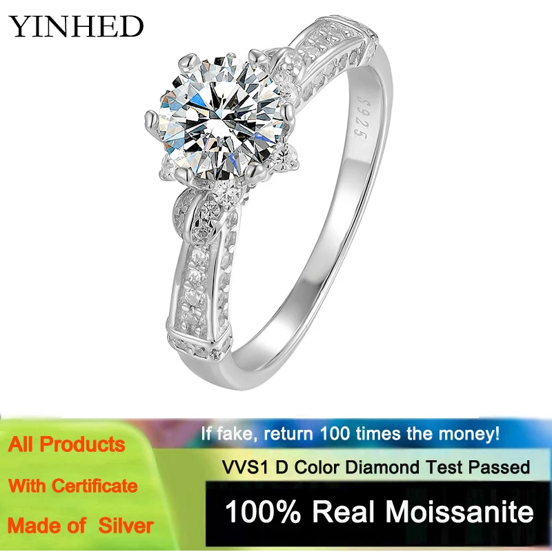 

YINHED Romantic Bridal Bouquet 1.0 Carat D Color Moissanite Wedding Rings for Women 100% 925 Sterling Silver Fine Jewelry Ring